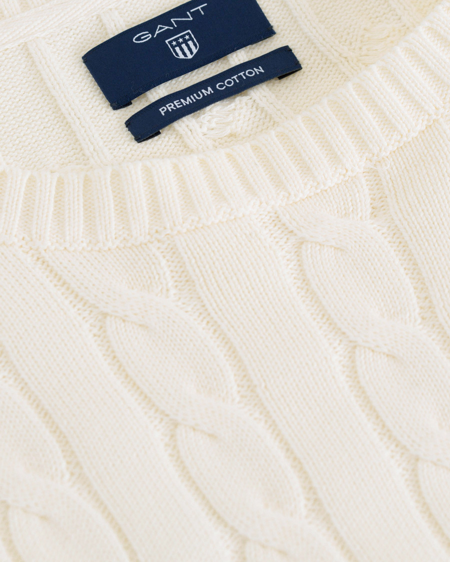 Heren | Truien | GANT | Cotton Cable Crew Neck Pullover Creem