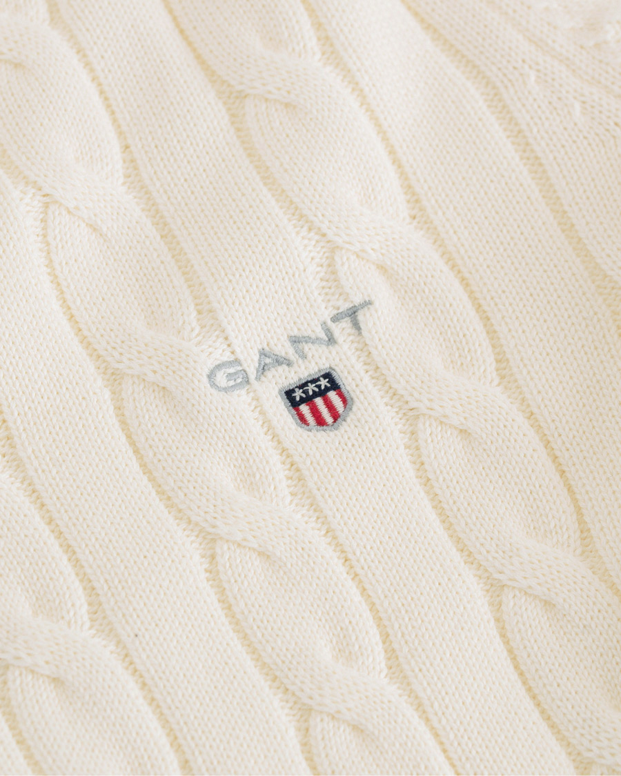 Heren | Truien | GANT | Cotton Cable Crew Neck Pullover Creem