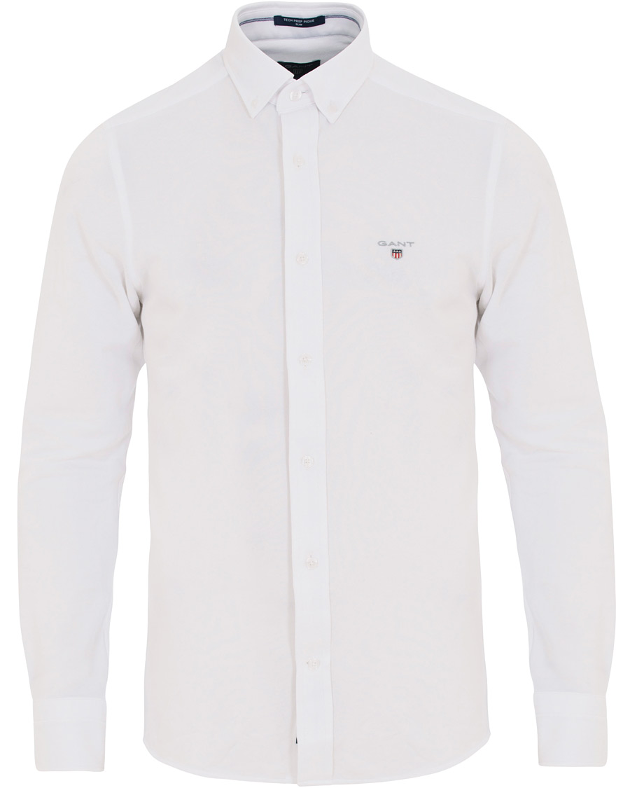 Heren | Overhemden | GANT | Slim Fit Tech Prep Pique Shirt White