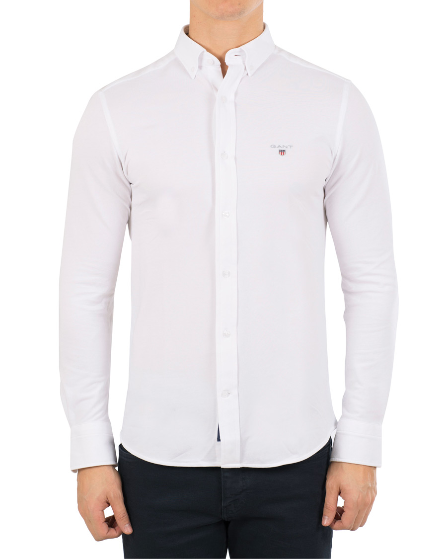 Heren | Overhemden | GANT | Slim Fit Tech Prep Pique Shirt White