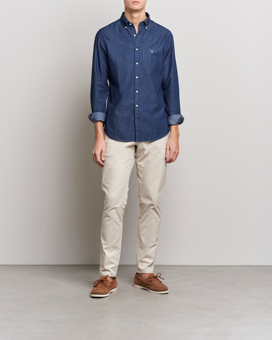 Heren | Overhemden | GANT | Slim Fit Denim Shirt Dark Indigo