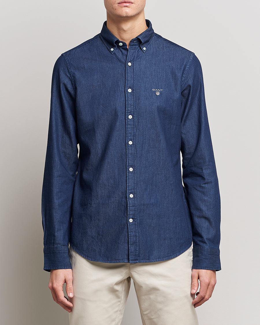 Heren | Overhemden | GANT | Slim Fit Denim Shirt Dark Indigo
