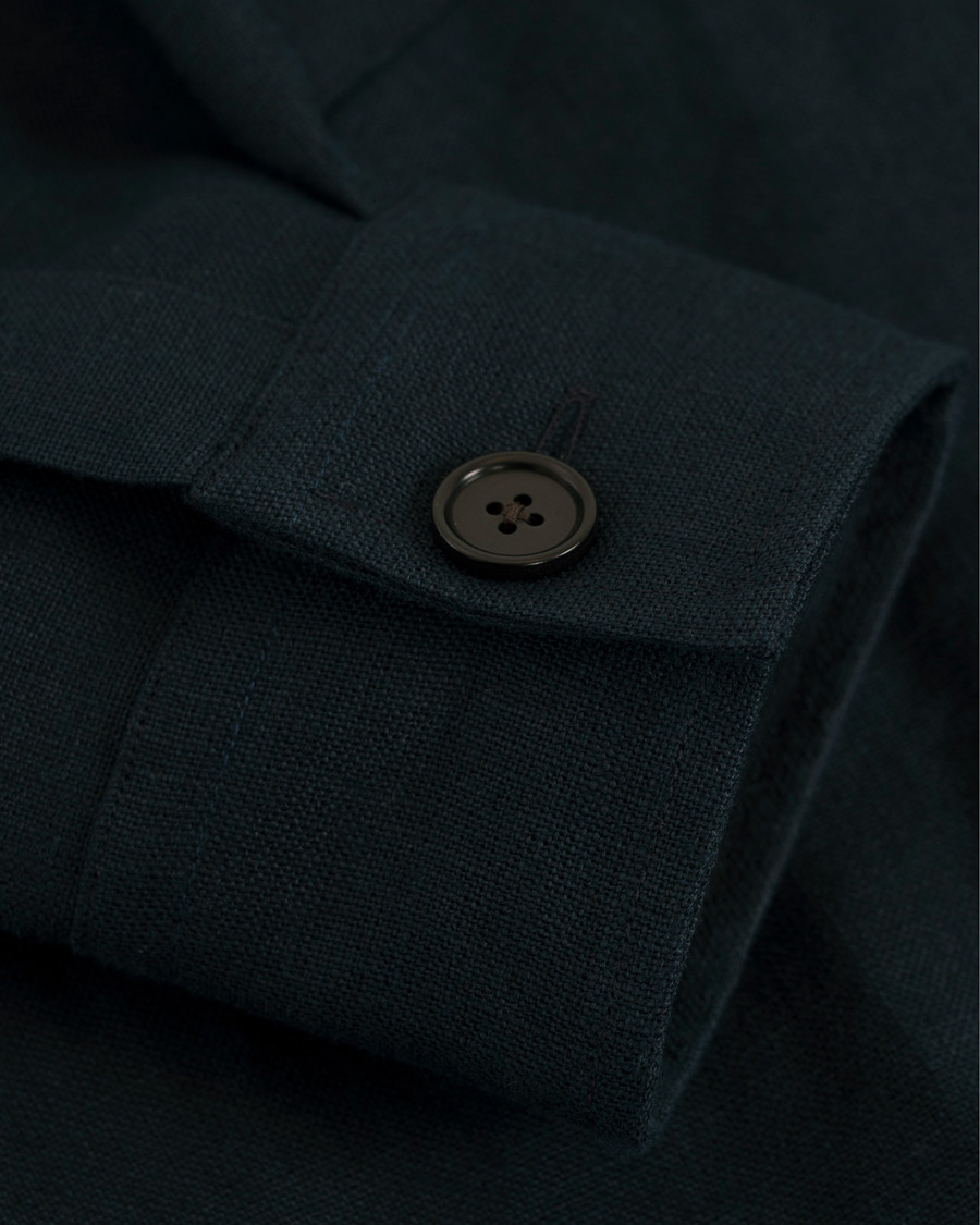 Heren | Overhemden | Drake's | Linen 2 Pocket Schacket Navy
