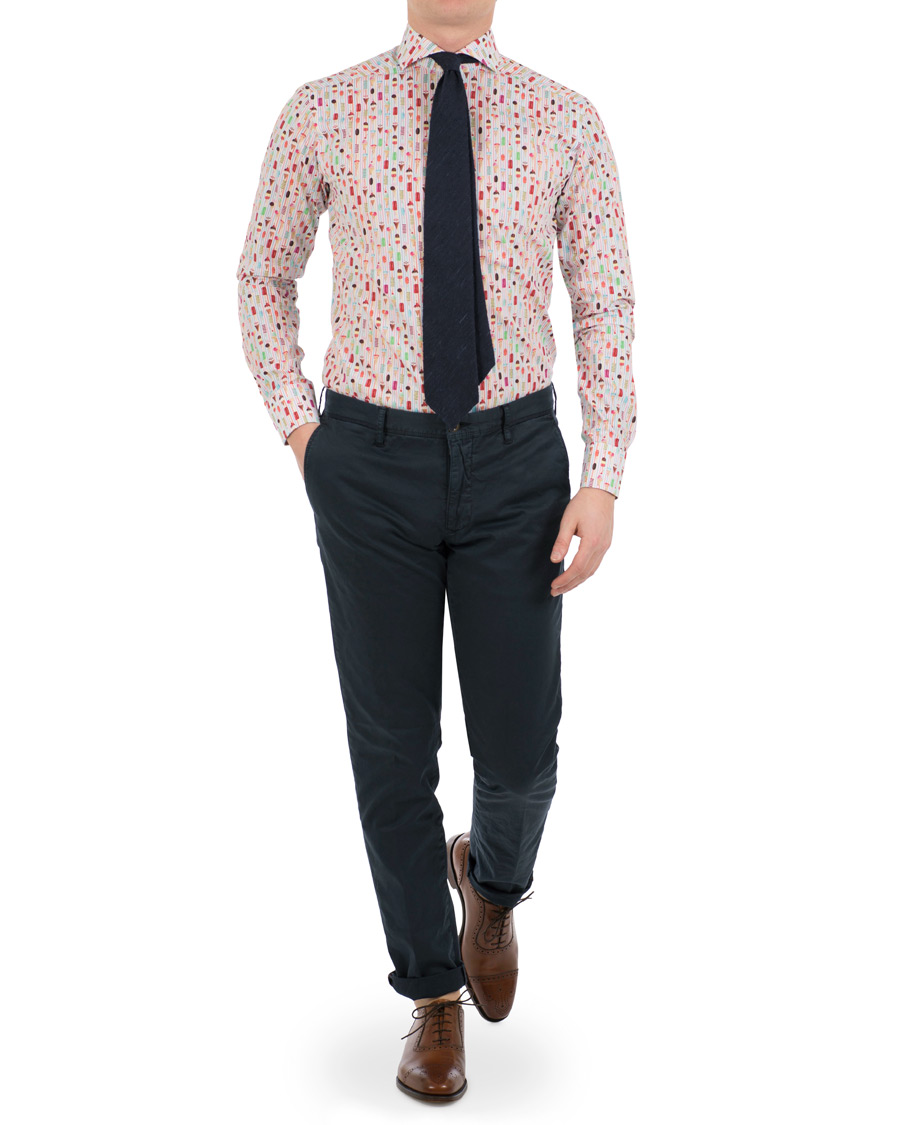 Heren | Overhemden | Eton | Slim Fit Poplin Printed Ice Cream Shirt Pink/Red