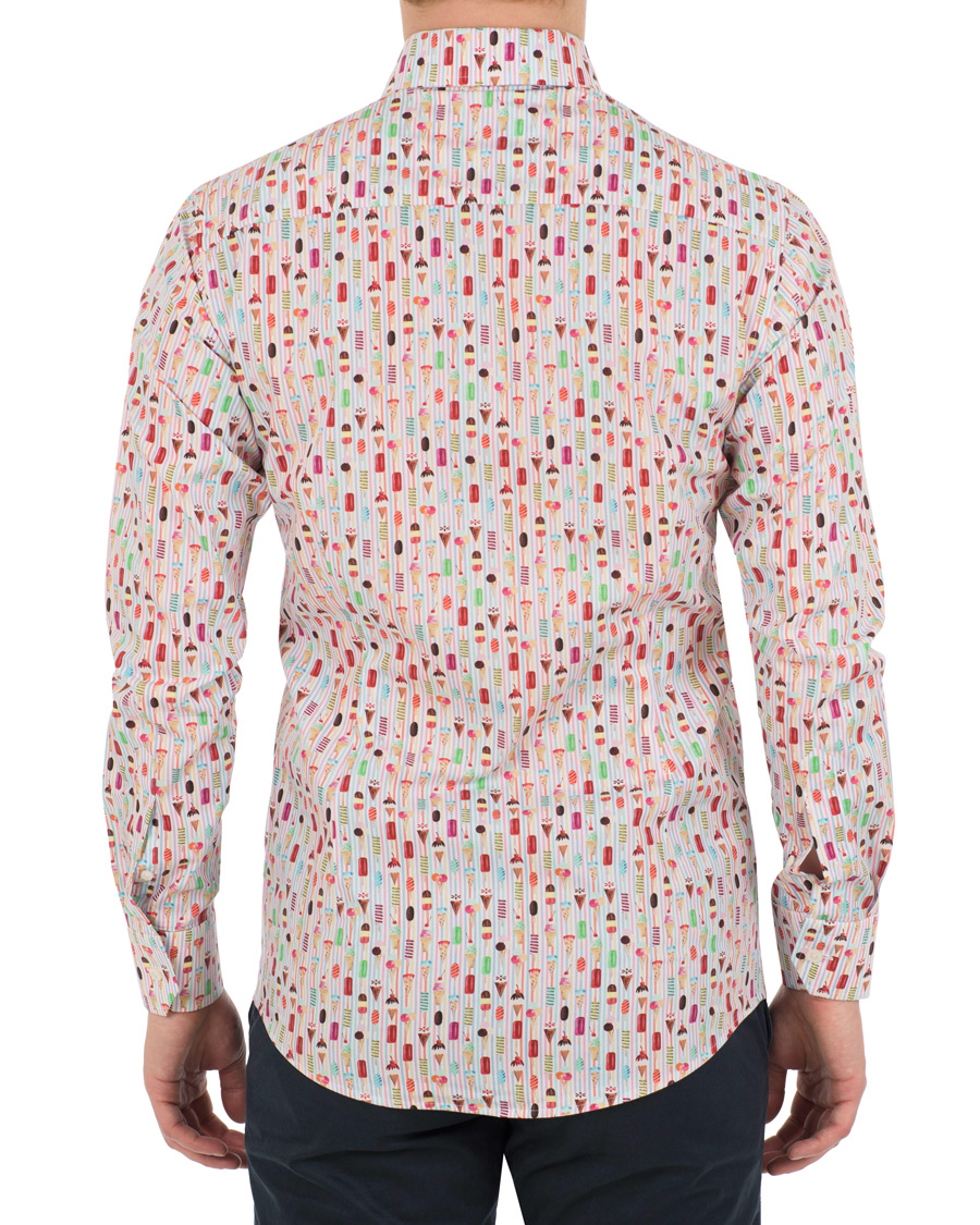 Heren | Overhemden | Eton | Slim Fit Poplin Printed Ice Cream Shirt Pink/Red
