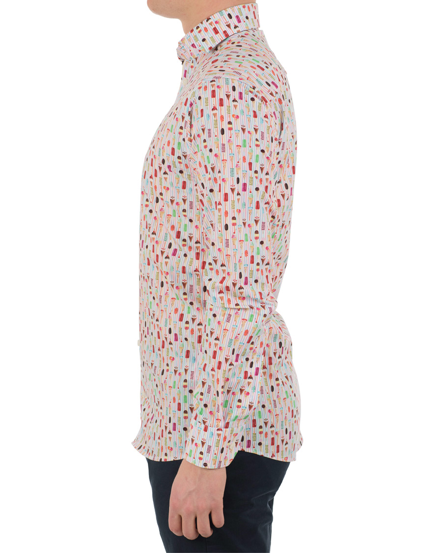 Heren | Overhemden | Eton | Slim Fit Poplin Printed Ice Cream Shirt Pink/Red