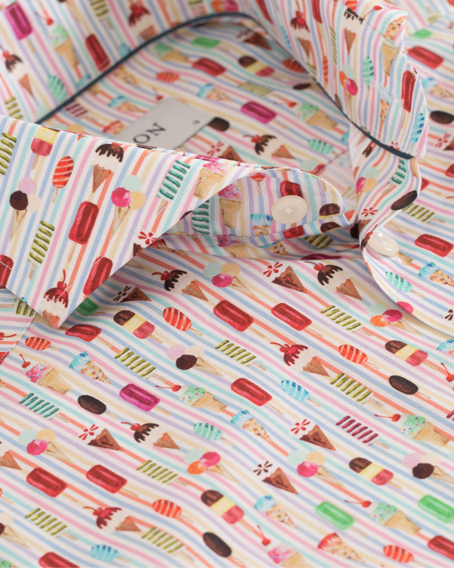 Heren | Overhemden | Eton | Slim Fit Poplin Printed Ice Cream Shirt Pink/Red
