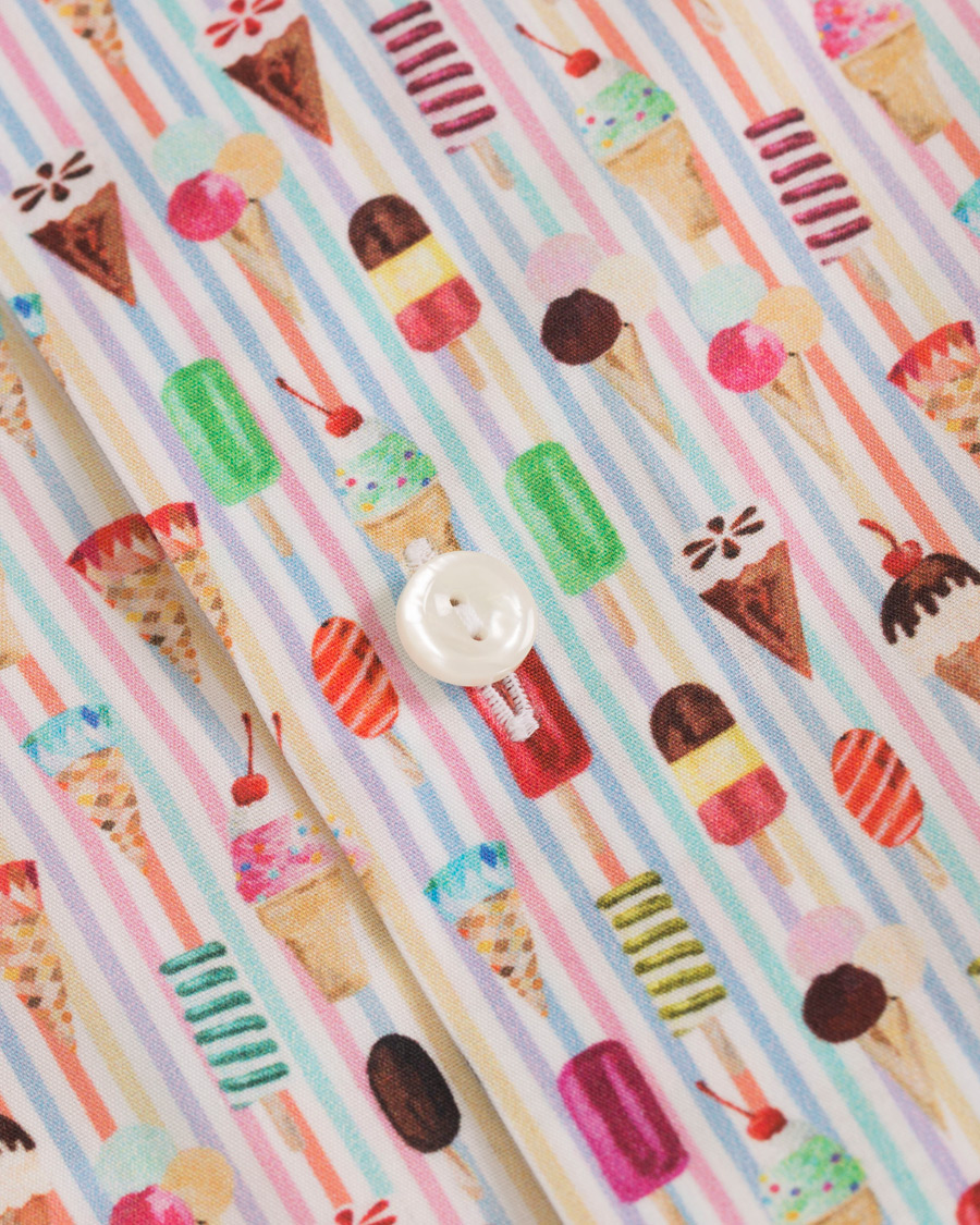 Heren | Overhemden | Eton | Slim Fit Poplin Printed Ice Cream Shirt Pink/Red