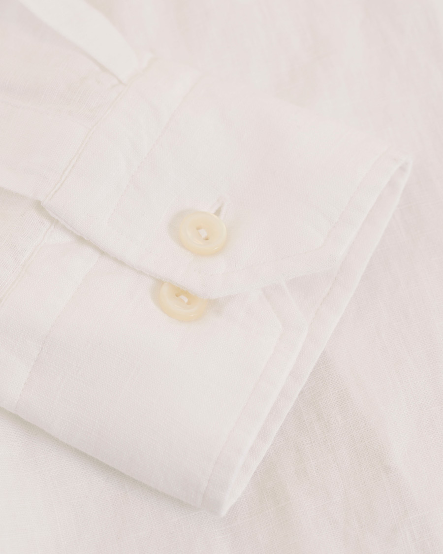 Heren | Overhemden | Eton | Slim Fit Linen Button Down Shirt White