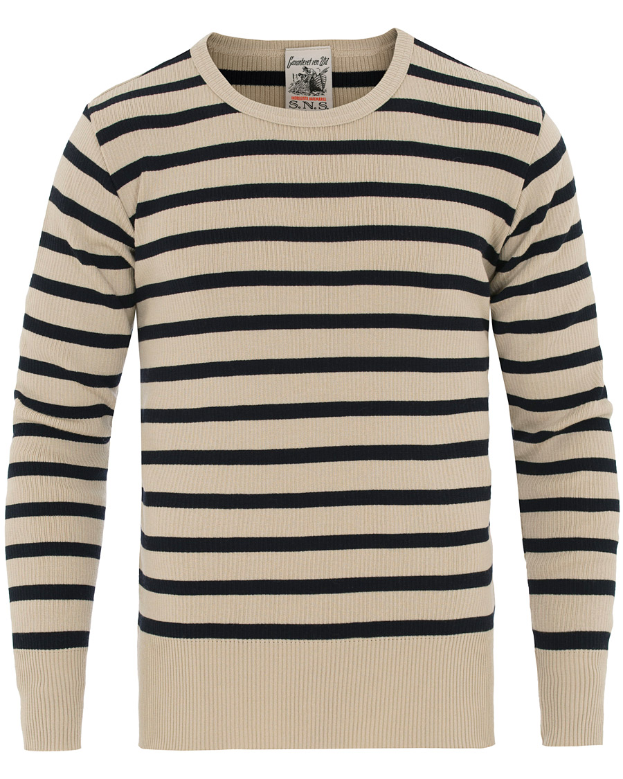 Heren | Truien | S.N.S. Herning | Sub Striped Knitted Sweater Desert Sand/Marine