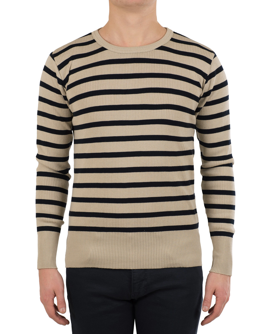 Heren | Truien | S.N.S. Herning | Sub Striped Knitted Sweater Desert Sand/Marine