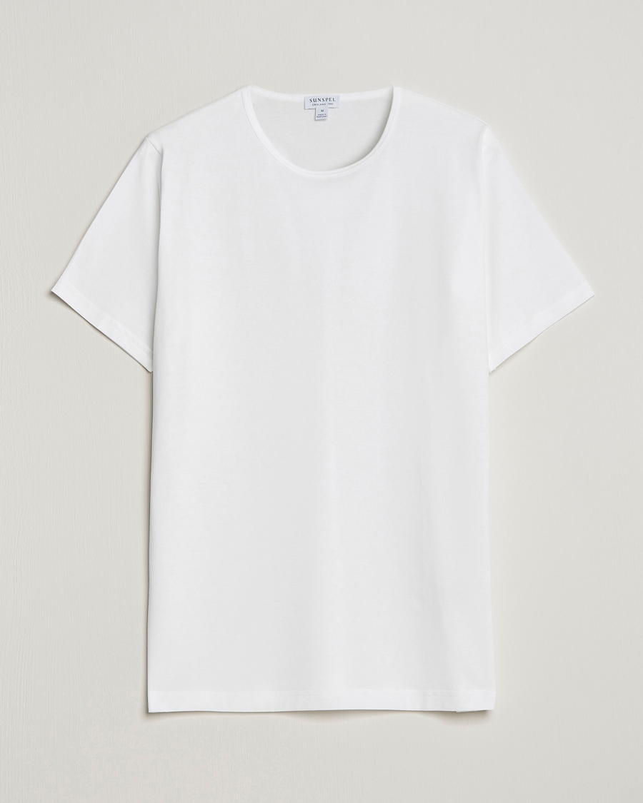 Heren | T-shirts | Sunspel | Superfine Cotton Crew Neck T-Shirt White