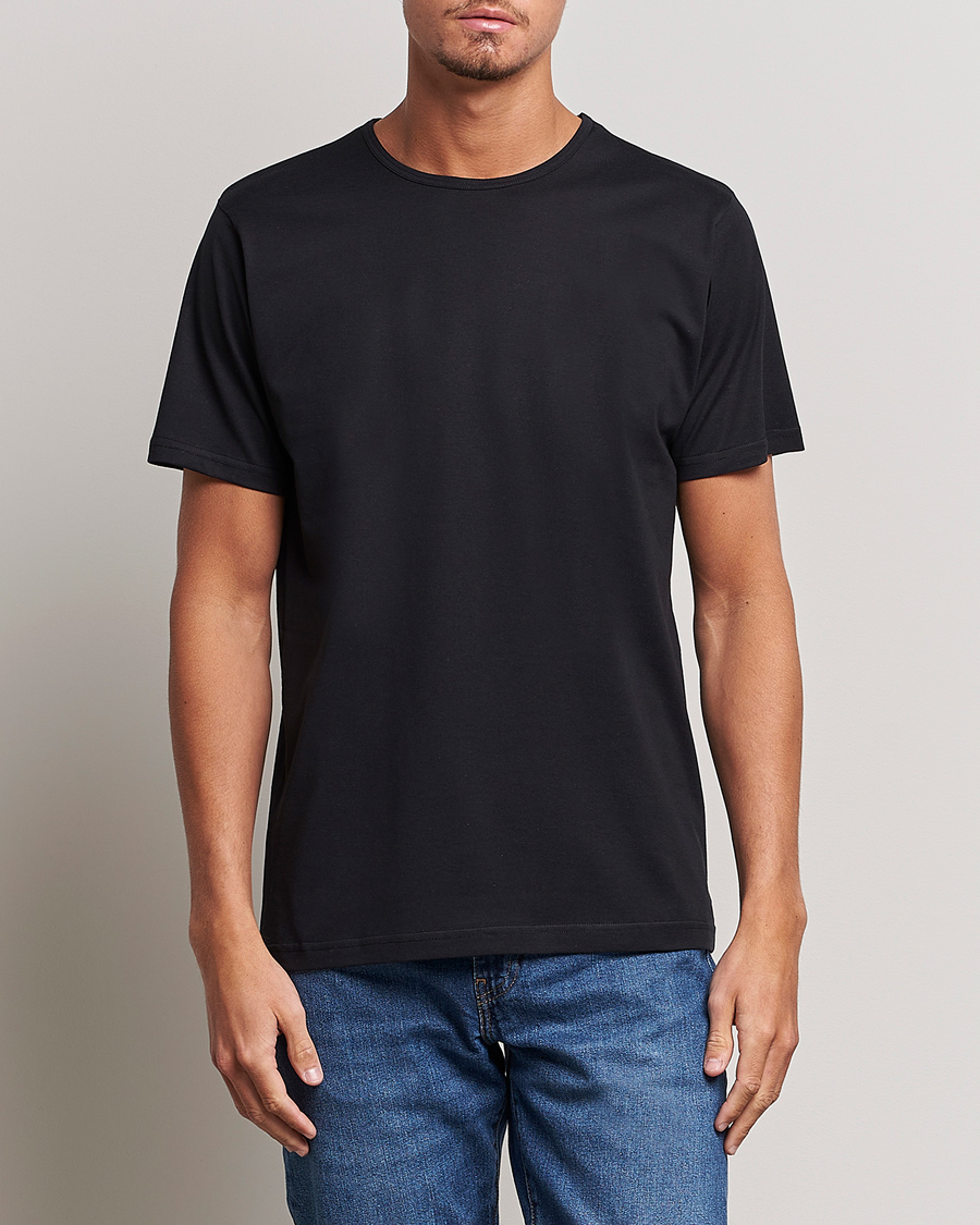 Heren | T-shirts met korte mouwen | Sunspel | Superfine Cotton Crew Neck Tee Black