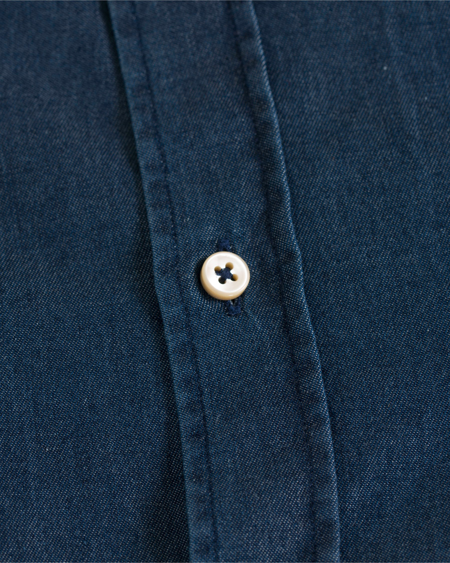Heren | Overhemden | Stenströms | Slimline Garment Washed Shirt Dark Denim