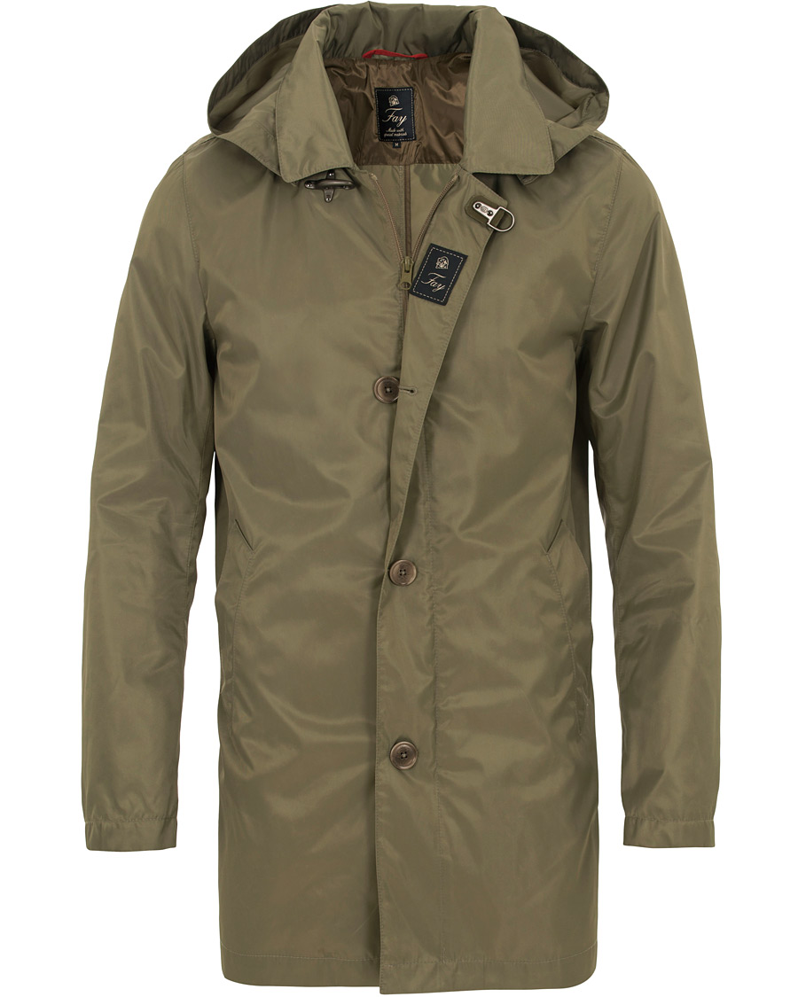 Heren | Jassen | Fay | Chelsea Nylon Memory Raincoat Military Green