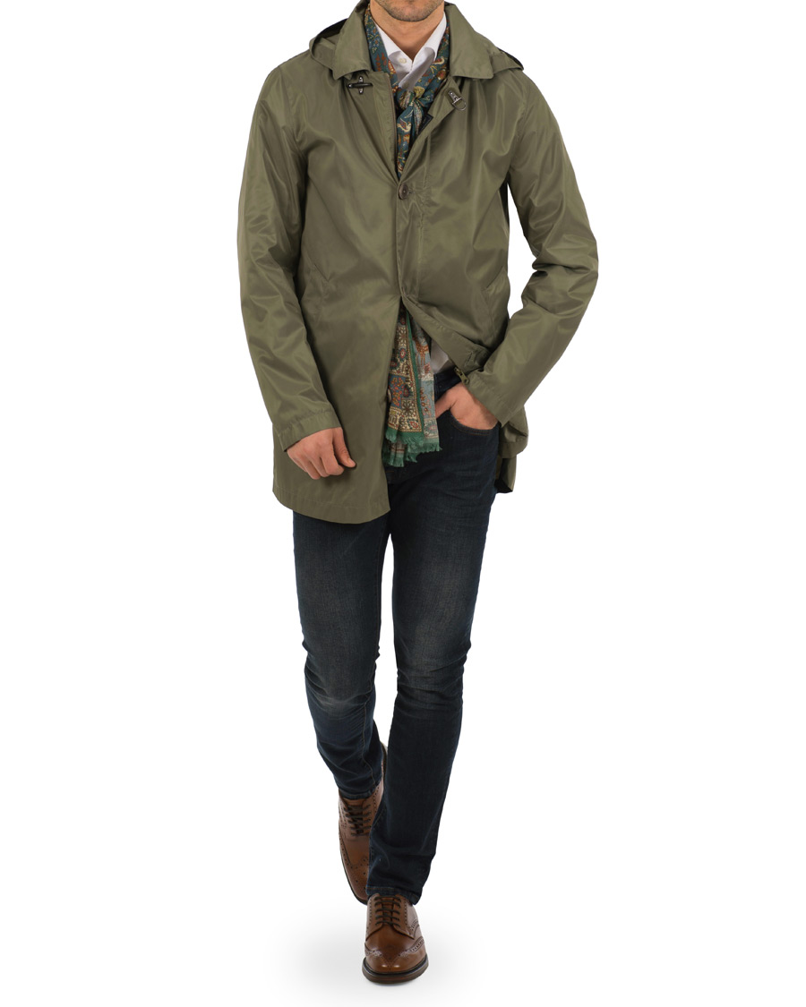 Heren | Jassen | Fay | Chelsea Nylon Memory Raincoat Military Green