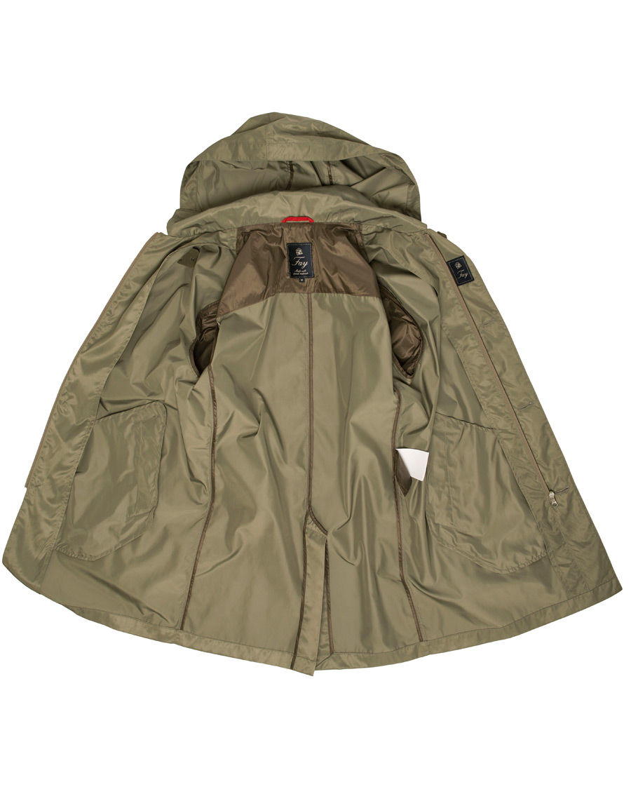 Heren | Jassen | Fay | Chelsea Nylon Memory Raincoat Military Green