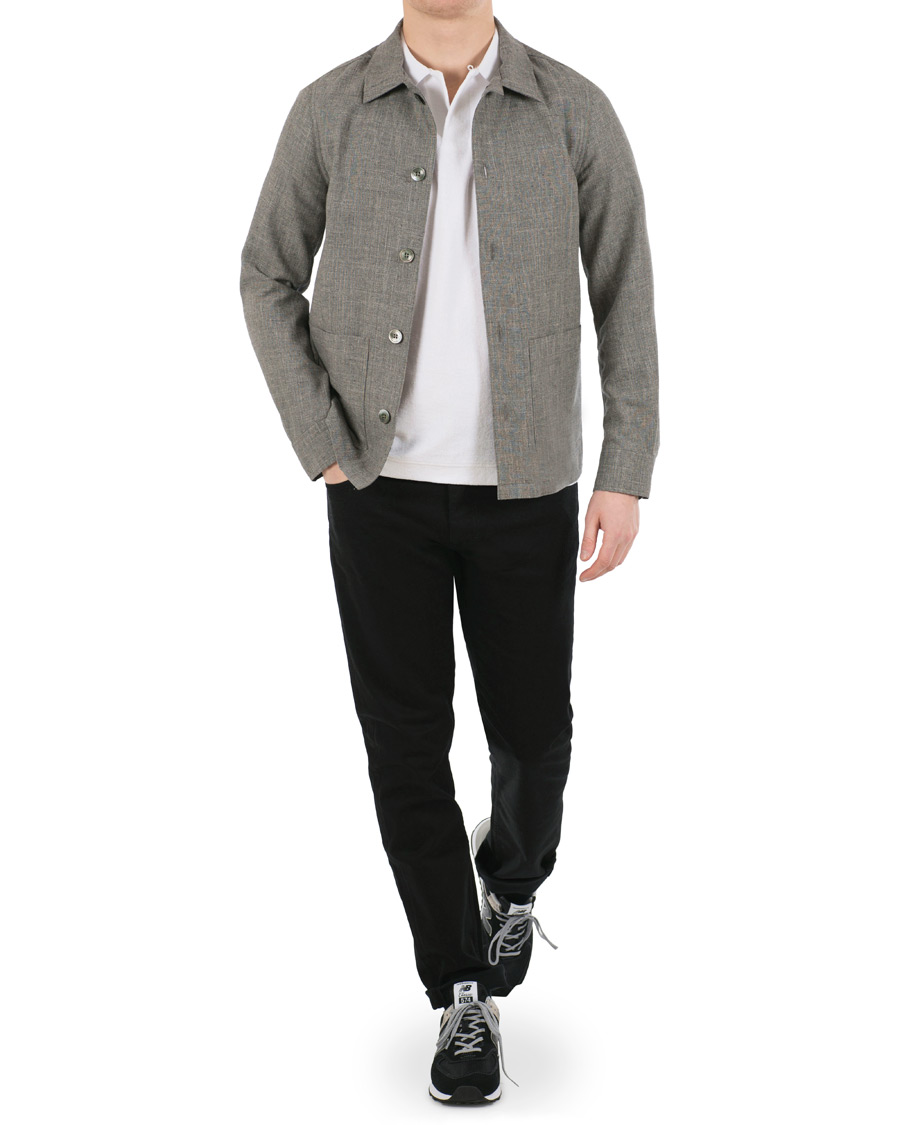 Heren | Jassen | Oscar Jacobson | Hannes Wool/Cotton/Linen Shirt Jacket Grey