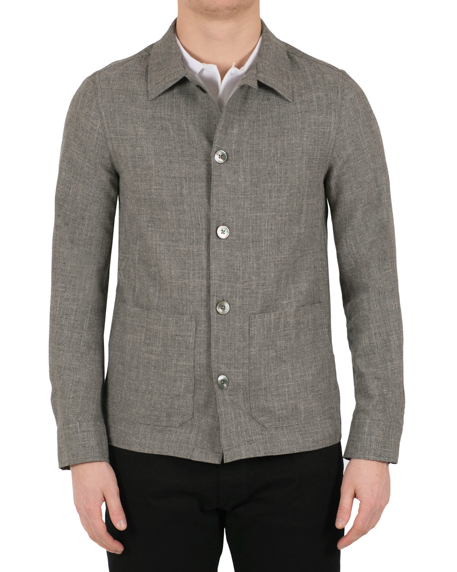 Heren | Jassen | Oscar Jacobson | Hannes Wool/Cotton/Linen Shirt Jacket Grey