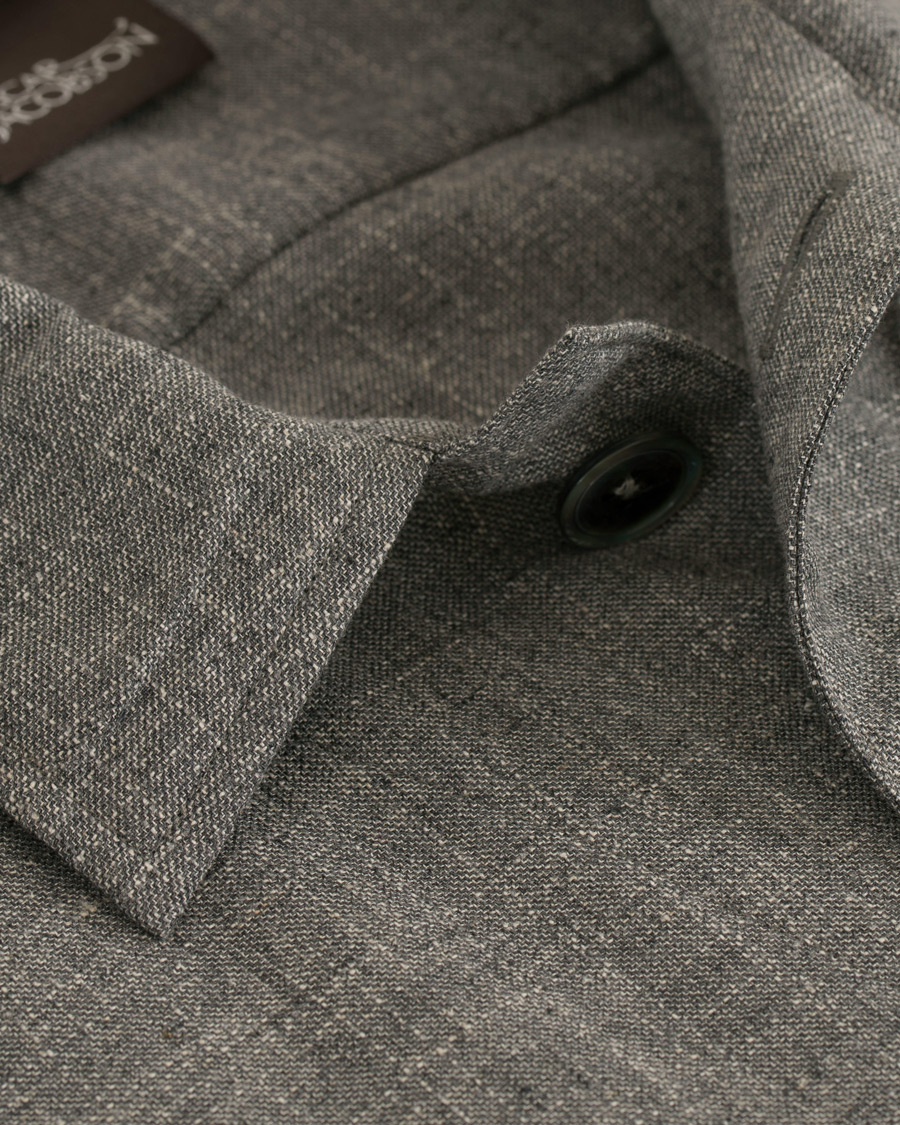 Heren | Jassen | Oscar Jacobson | Hannes Wool/Cotton/Linen Shirt Jacket Grey