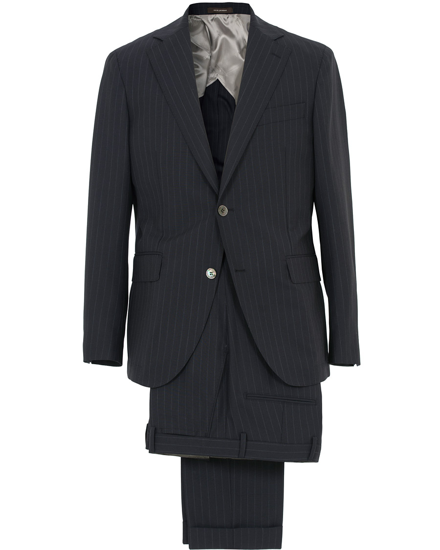 Heren | Pakken | Oscar Jacobson | Ferry Wool Pinstripe Suit Navy