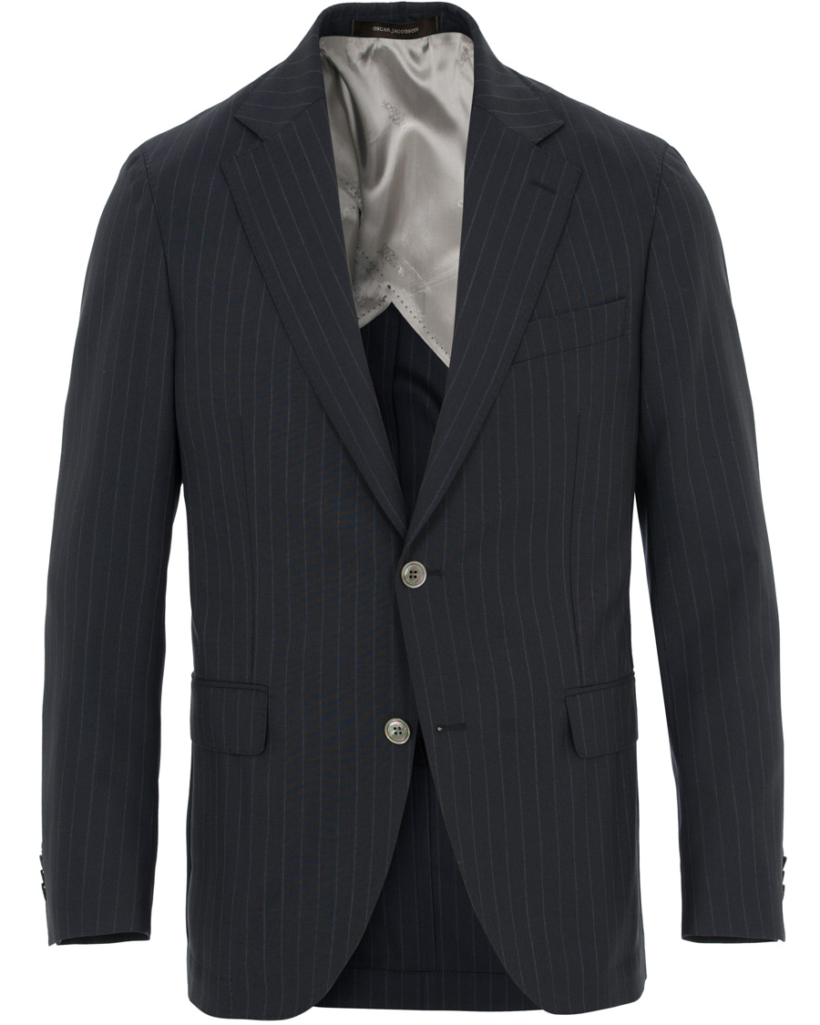 Heren | Pakken | Oscar Jacobson | Ferry Wool Pinstripe Suit Navy