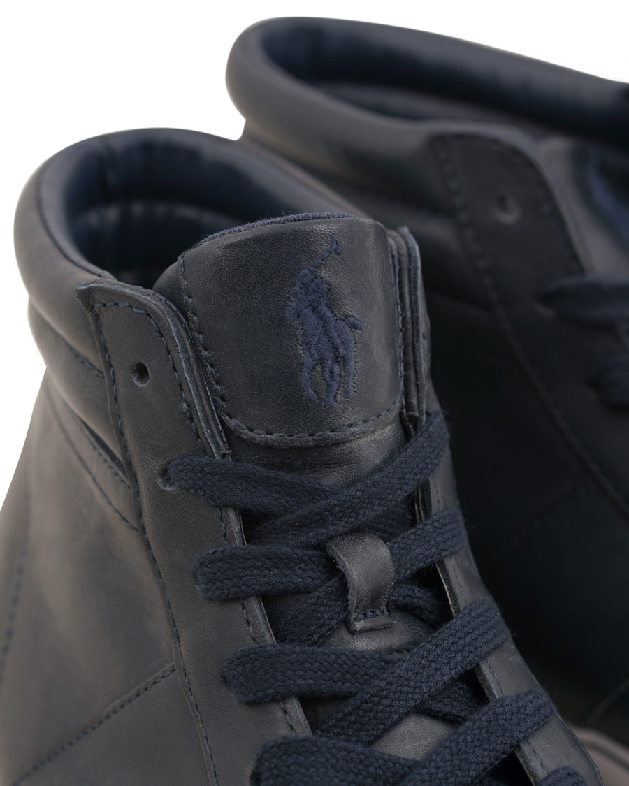 Heren | Polo Ralph Lauren Shaw Mid High Leather Sneaker Blue | Polo Ralph Lauren | Shaw Mid High Leather Sneaker Blue