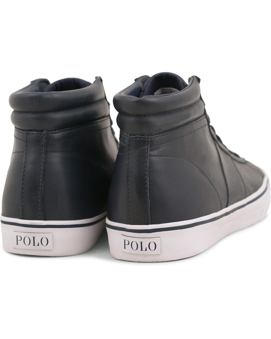 Heren | Polo Ralph Lauren Shaw Mid High Leather Sneaker Blue | Polo Ralph Lauren | Shaw Mid High Leather Sneaker Blue