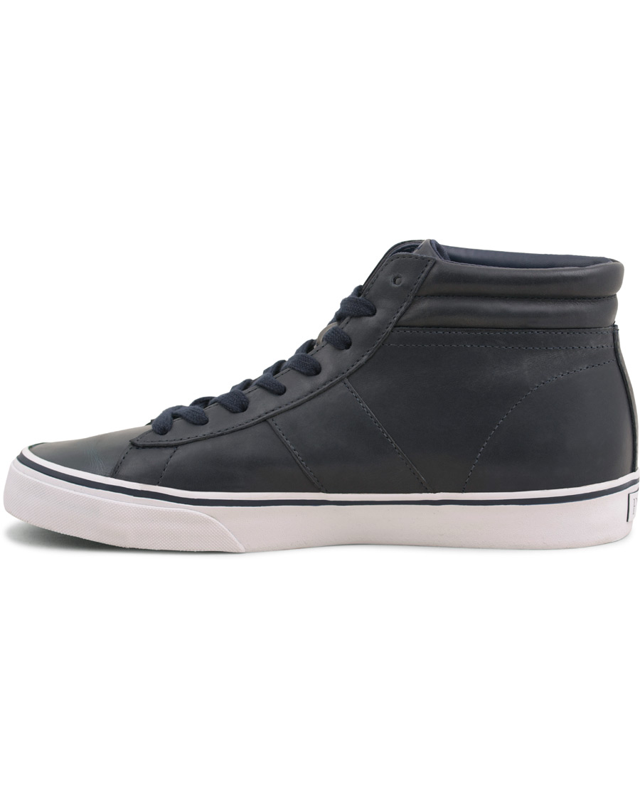 Heren | Polo Ralph Lauren Shaw Mid High Leather Sneaker Blue | Polo Ralph Lauren | Shaw Mid High Leather Sneaker Blue