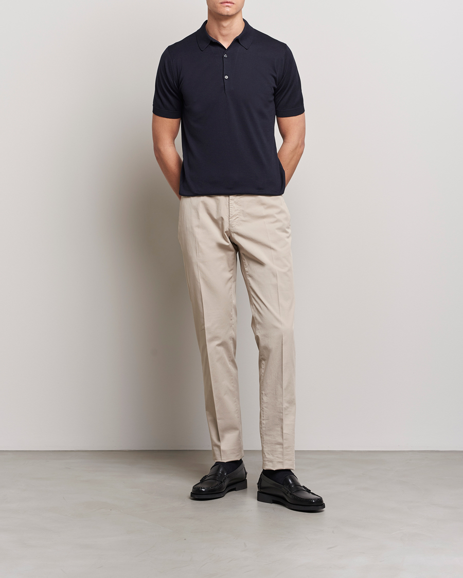 Heren | Polo's | John Smedley | Adrian Slim Fit Sea Island Polo Navy