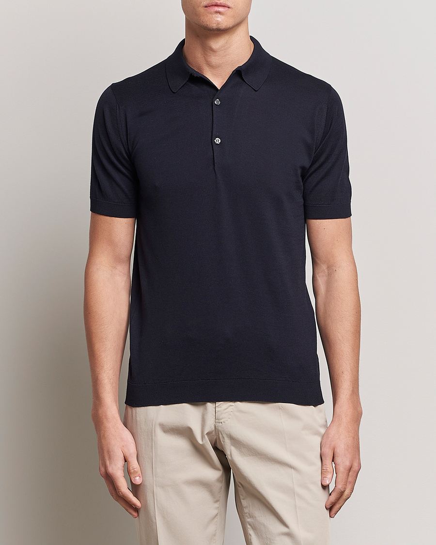 Heren | John Smedley | John Smedley | Adrian Slim Fit Sea Island Polo Navy