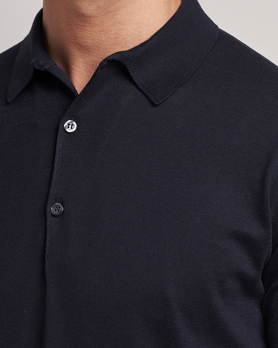 Heren | Polo's | John Smedley | Adrian Slim Fit Sea Island Polo Navy