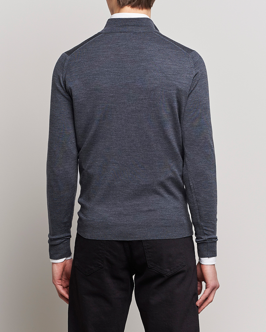 Heren | Truien | John Smedley | Barrow Extra Fine Merino Half Zip Charcoal