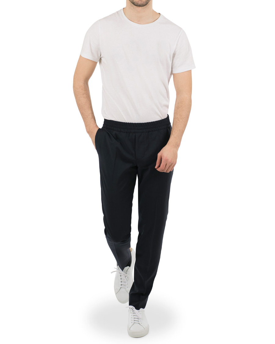 Heren | Broeken | J.Lindeberg | Sasha Comfort Wool Draw String Trousers Navy