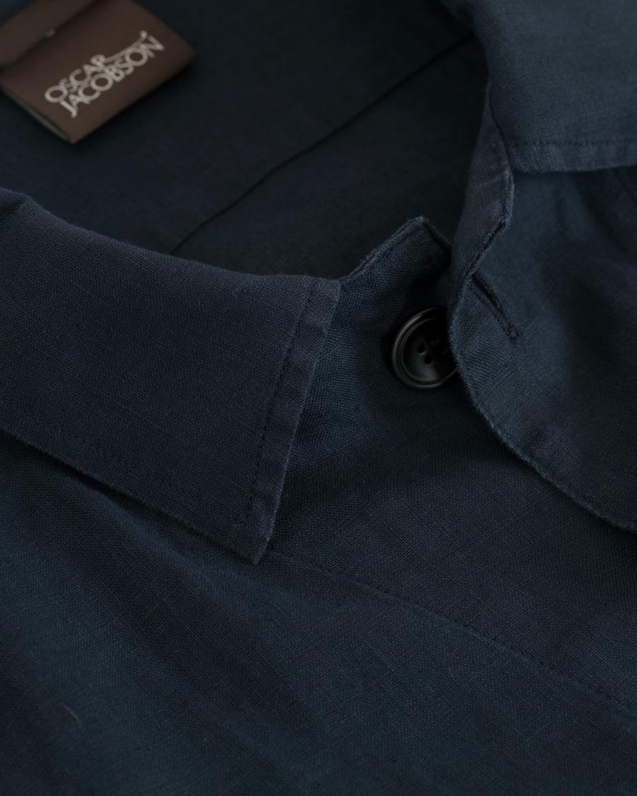 Heren | Jassen | Oscar Jacobson | Hannes Linen Shirt Jacket Navy