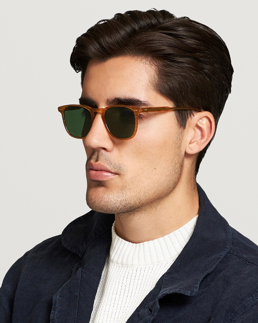 Heren | D-frame zonnebrillen | Garrett Leight | Brooks 47 Sunglasses Butterscotch/Green Polarized