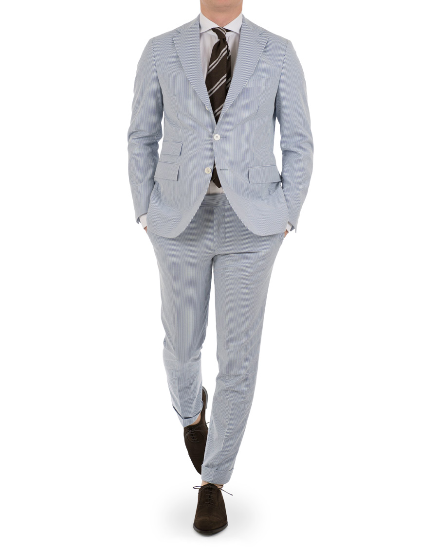 Heren | Broeken | Morris Heritage | Fred Dandy Stripe Suit Trousers Light Blue