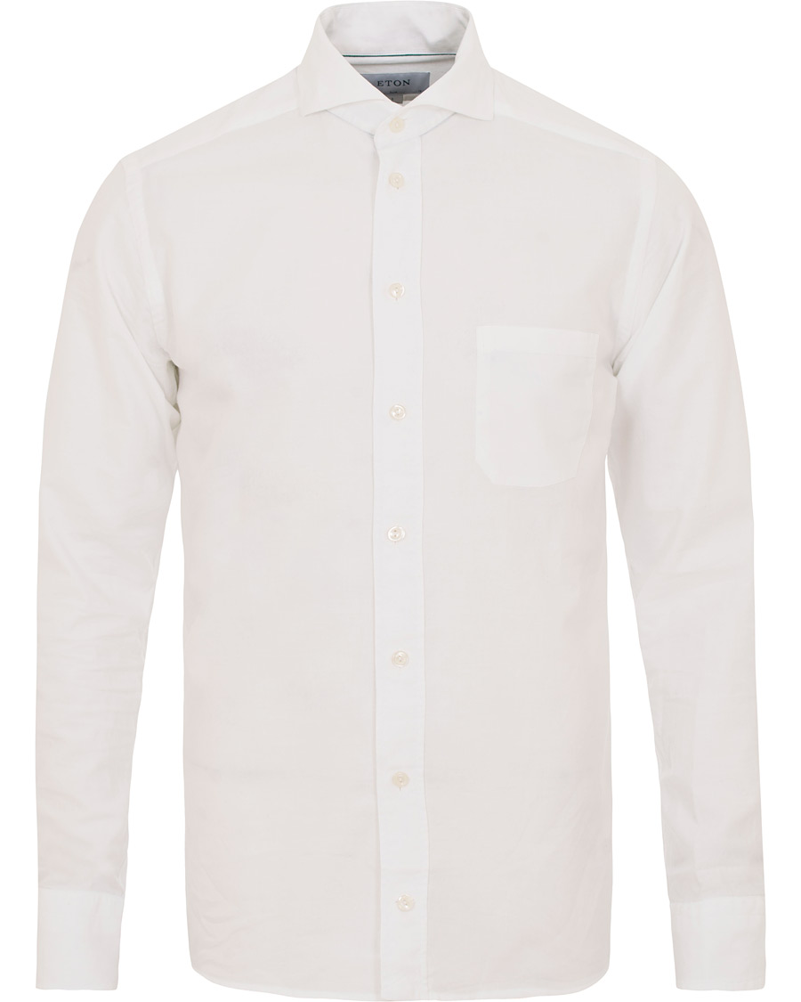 Heren | Overhemden | Eton | Slim Fit Cotton/Silk Shirt White