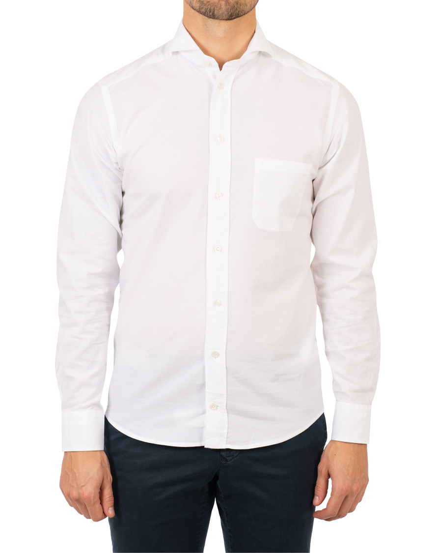 Heren | Overhemden | Eton | Slim Fit Cotton/Silk Shirt White