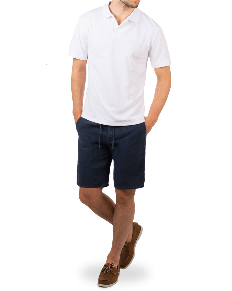 Heren | Korte broek | NN07 | Emil Draw String Linnen Shorts Navy
