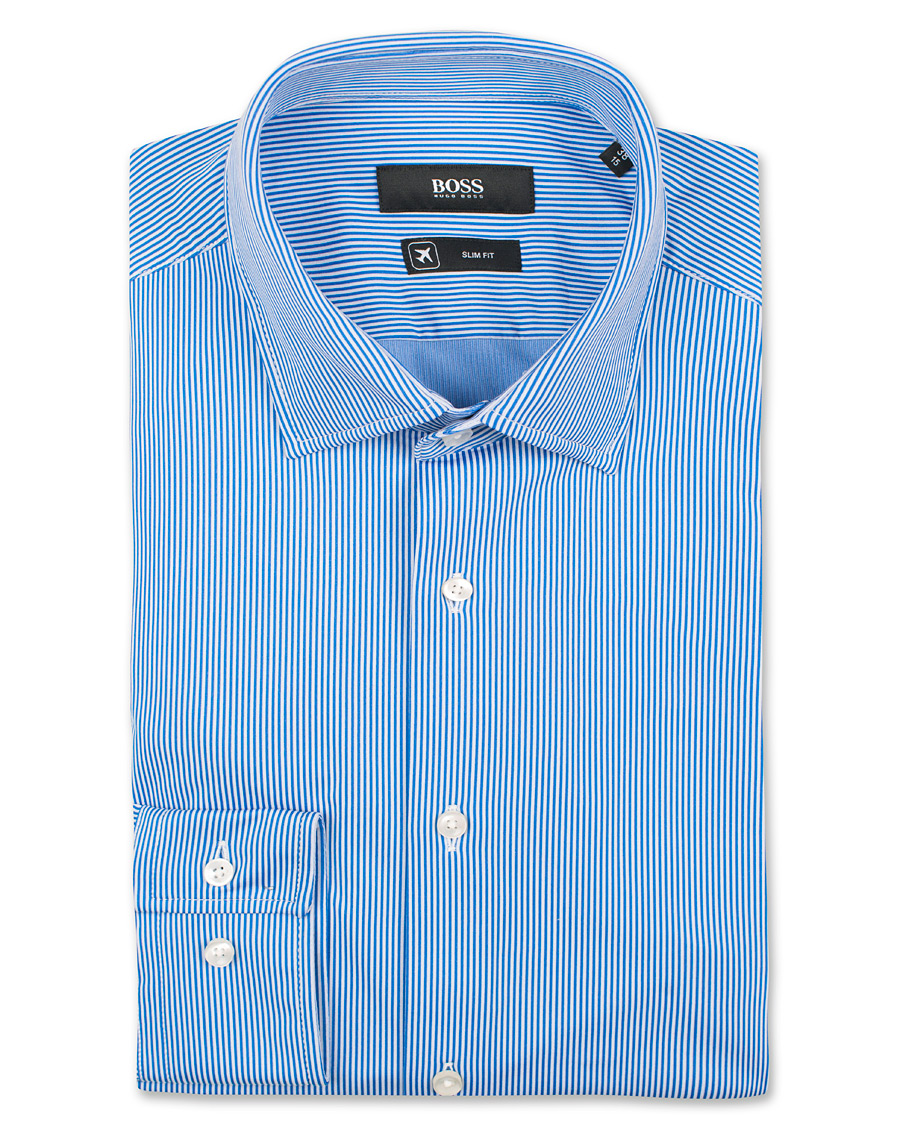 Heren | Overhemden | BOSS BLACK | BOSS Jenno Slim Fit Super Stretch Shirt White/Blue