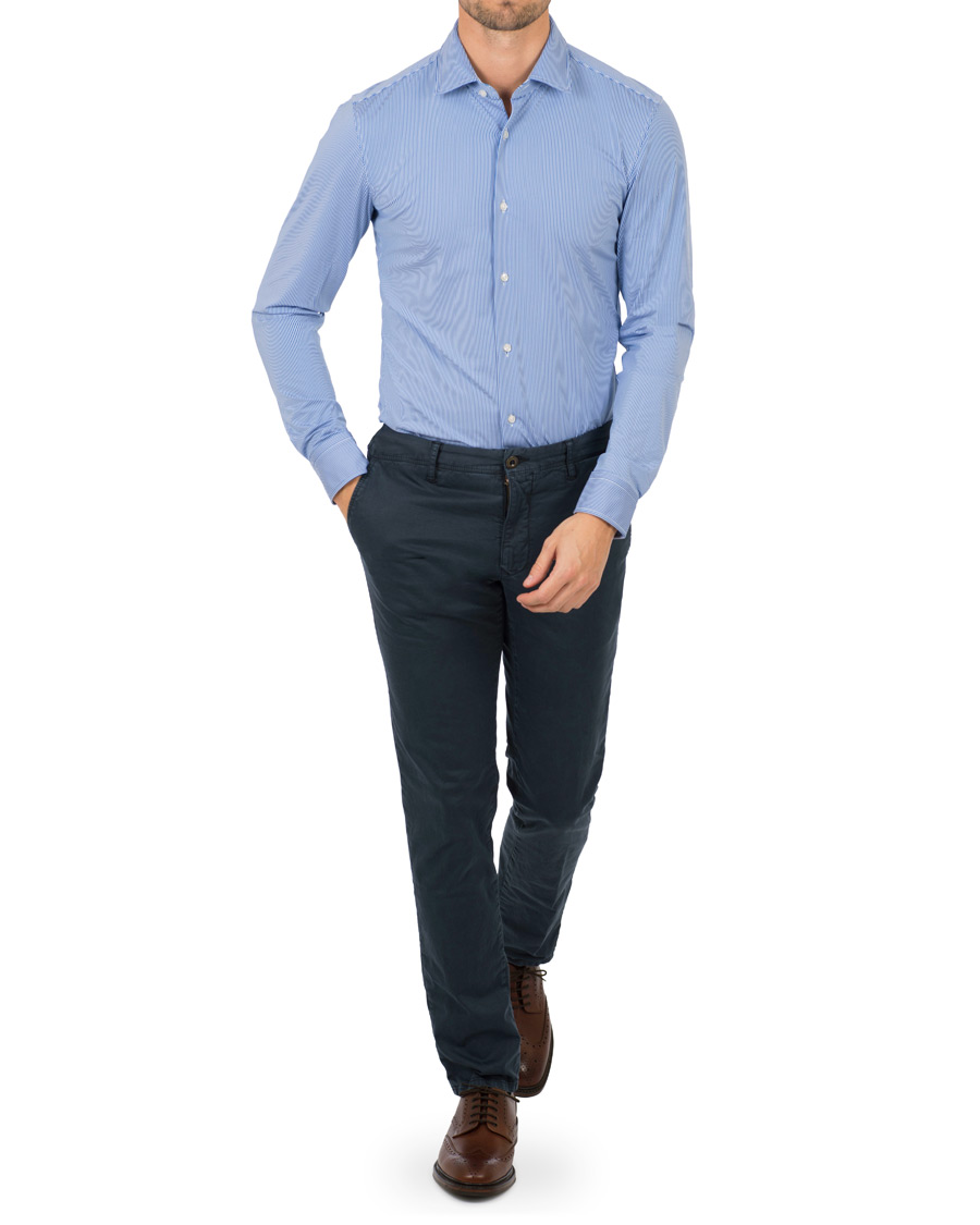 Heren | Overhemden | BOSS BLACK | BOSS Jenno Slim Fit Super Stretch Shirt White/Blue