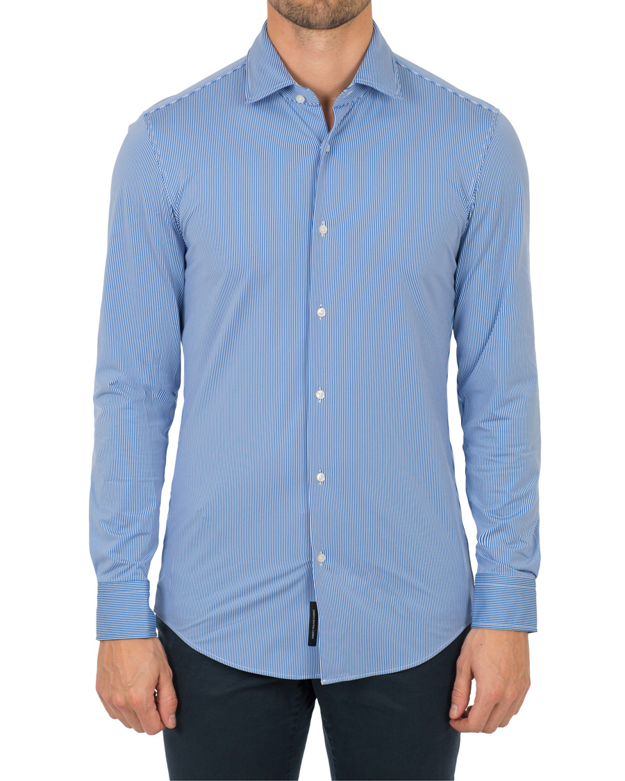 Heren | Overhemden | BOSS BLACK | BOSS Jenno Slim Fit Super Stretch Shirt White/Blue