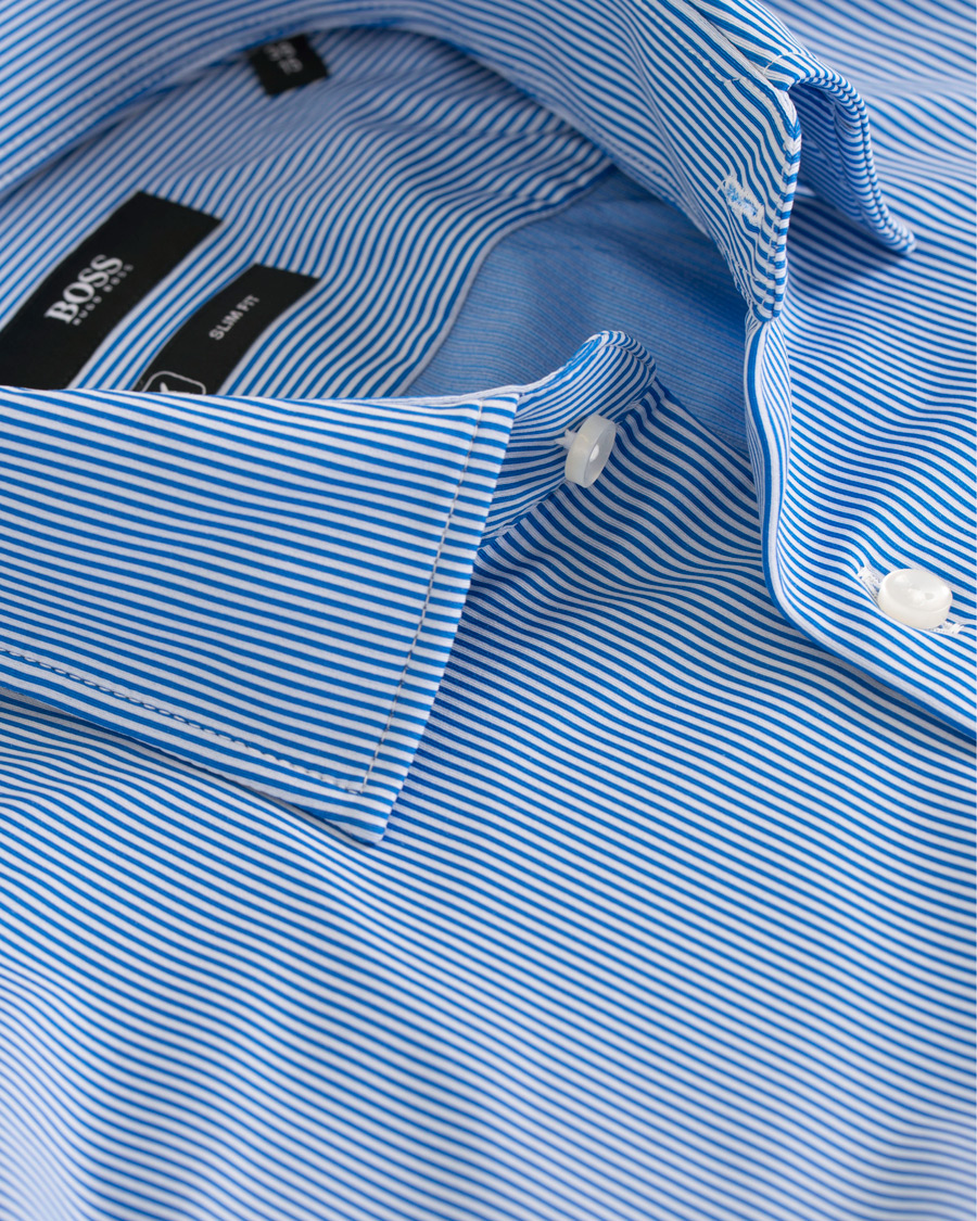 Heren | Overhemden | BOSS BLACK | BOSS Jenno Slim Fit Super Stretch Shirt White/Blue