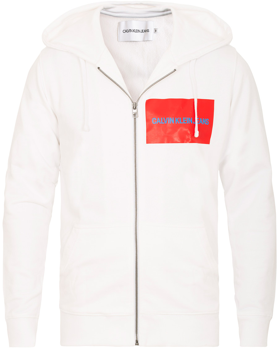 Heren | Truien | Calvin Klein Jeans | Institutional Logo Zip Through Hoodie Bright White