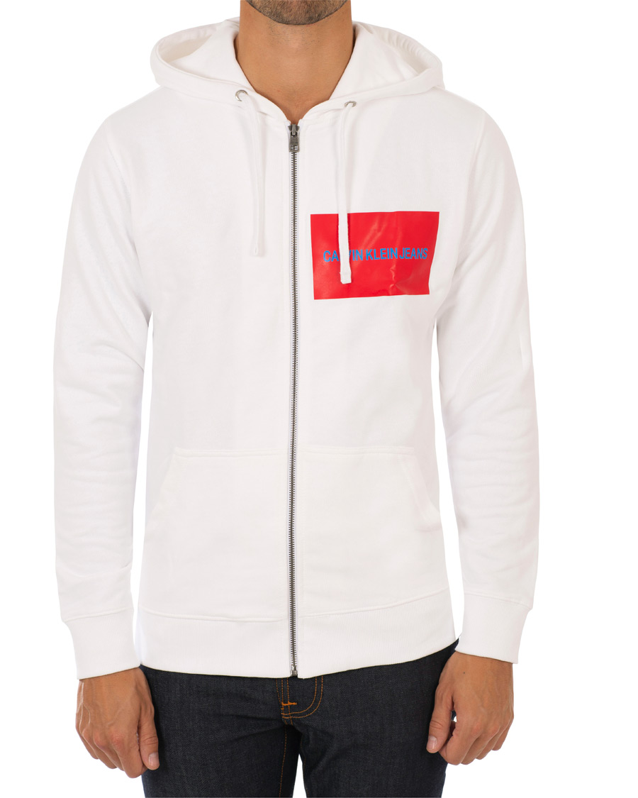 Heren | Truien | Calvin Klein Jeans | Institutional Logo Zip Through Hoodie Bright White