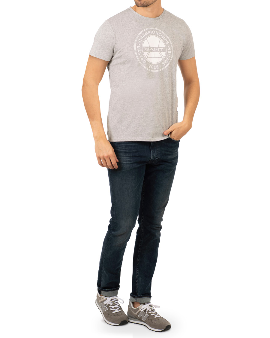 Heren | T-shirts | GANT | Båstad Crew Neck Tee Light Grey Melange