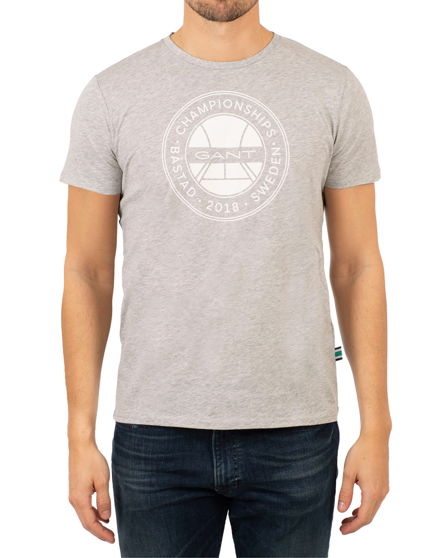 Heren | T-shirts | GANT | Båstad Crew Neck Tee Light Grey Melange