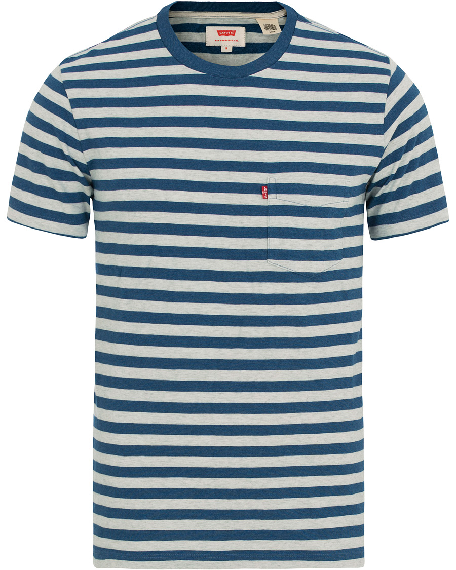 Heren | T-shirts | Levi's | Set-In Sunset Striped Pocket Tee Cream/Indigo