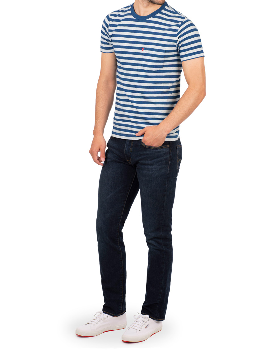 Heren | T-shirts | Levi's | Set-In Sunset Striped Pocket Tee Cream/Indigo